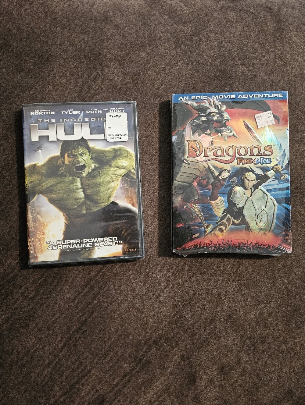 Marvel The Incredible Hulk DVD + Dragons Fire Ice DVDs Bundle